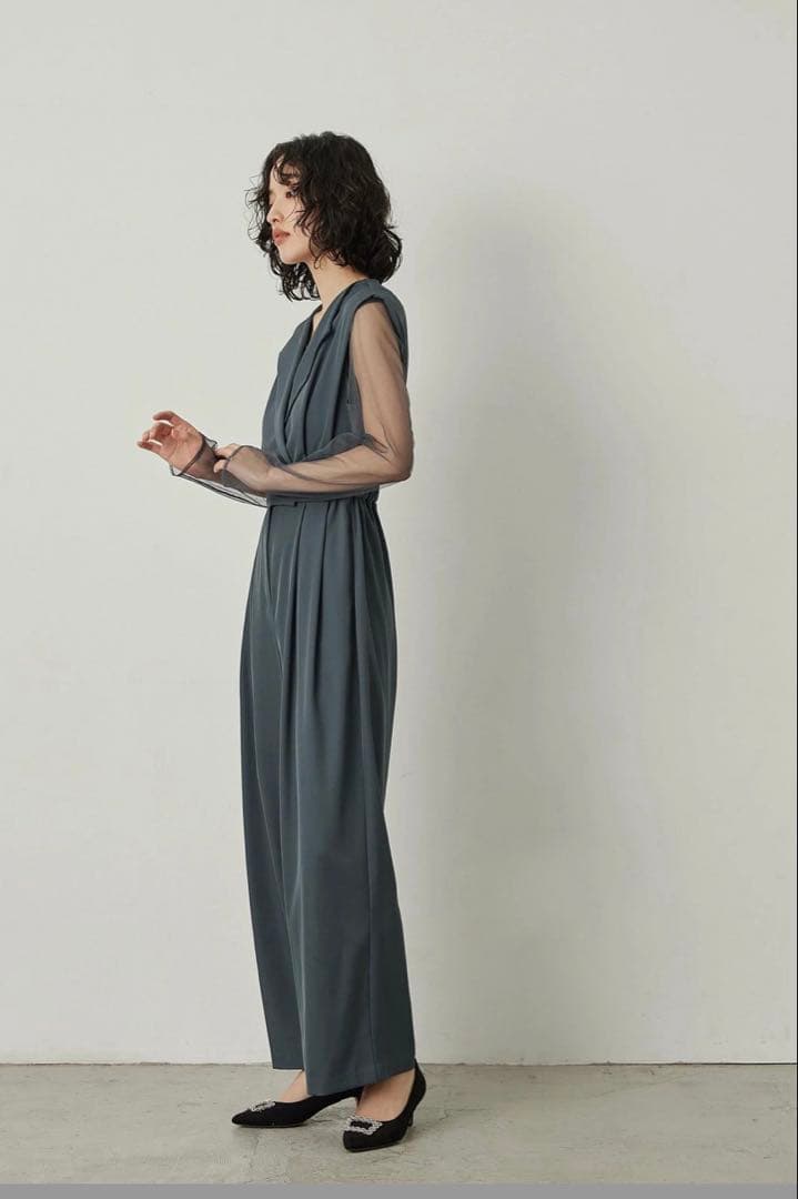 シアートップス スタンドアウトカラー オールインワン パンツドレス　Ｌサイズ