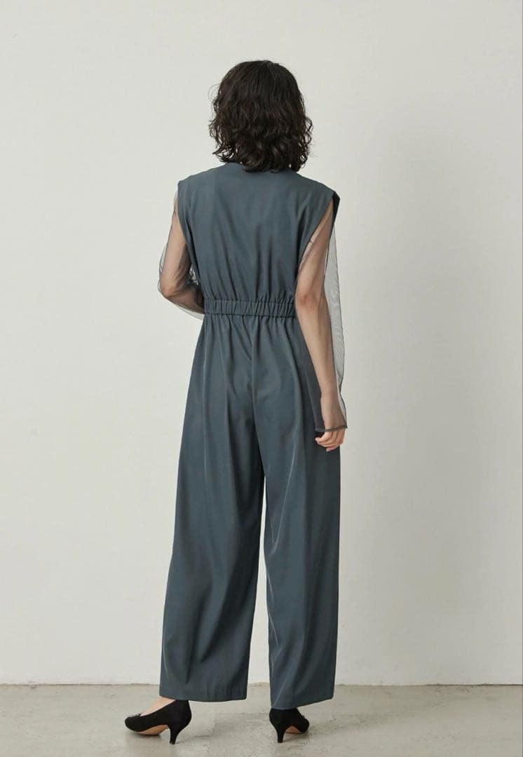 シアートップス スタンドアウトカラー オールインワン パンツドレス　Ｌサイズ