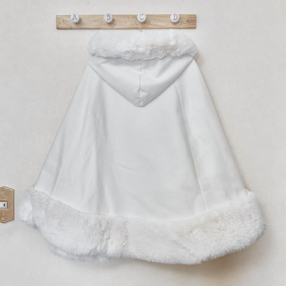 【Princess Melody】リボン付きボリュームファーフードケープコート