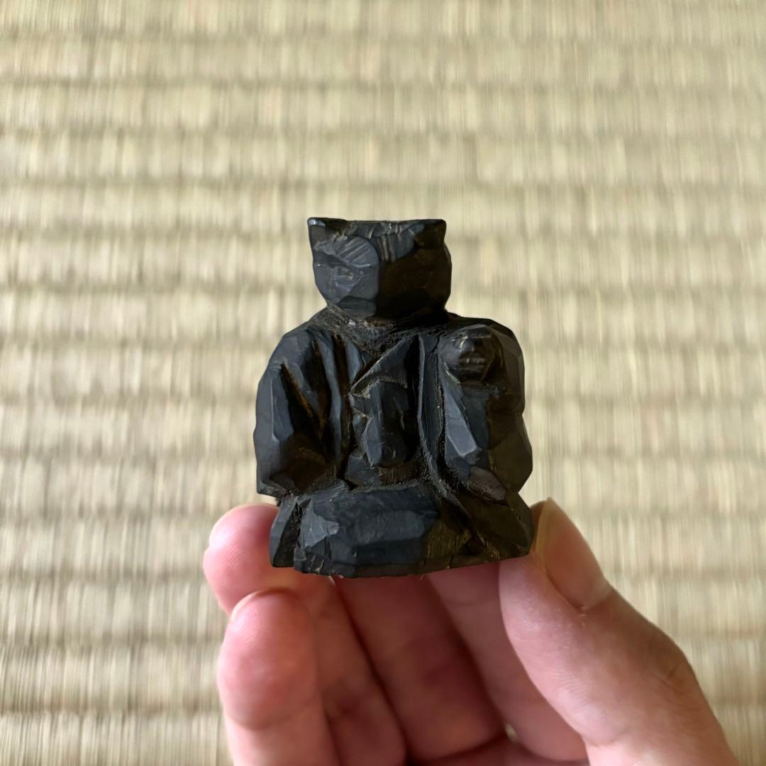 郷土玩具　猫　猫神　招き猫　一刀彫り　木彫　古い　時代　妖怪　黒猫
