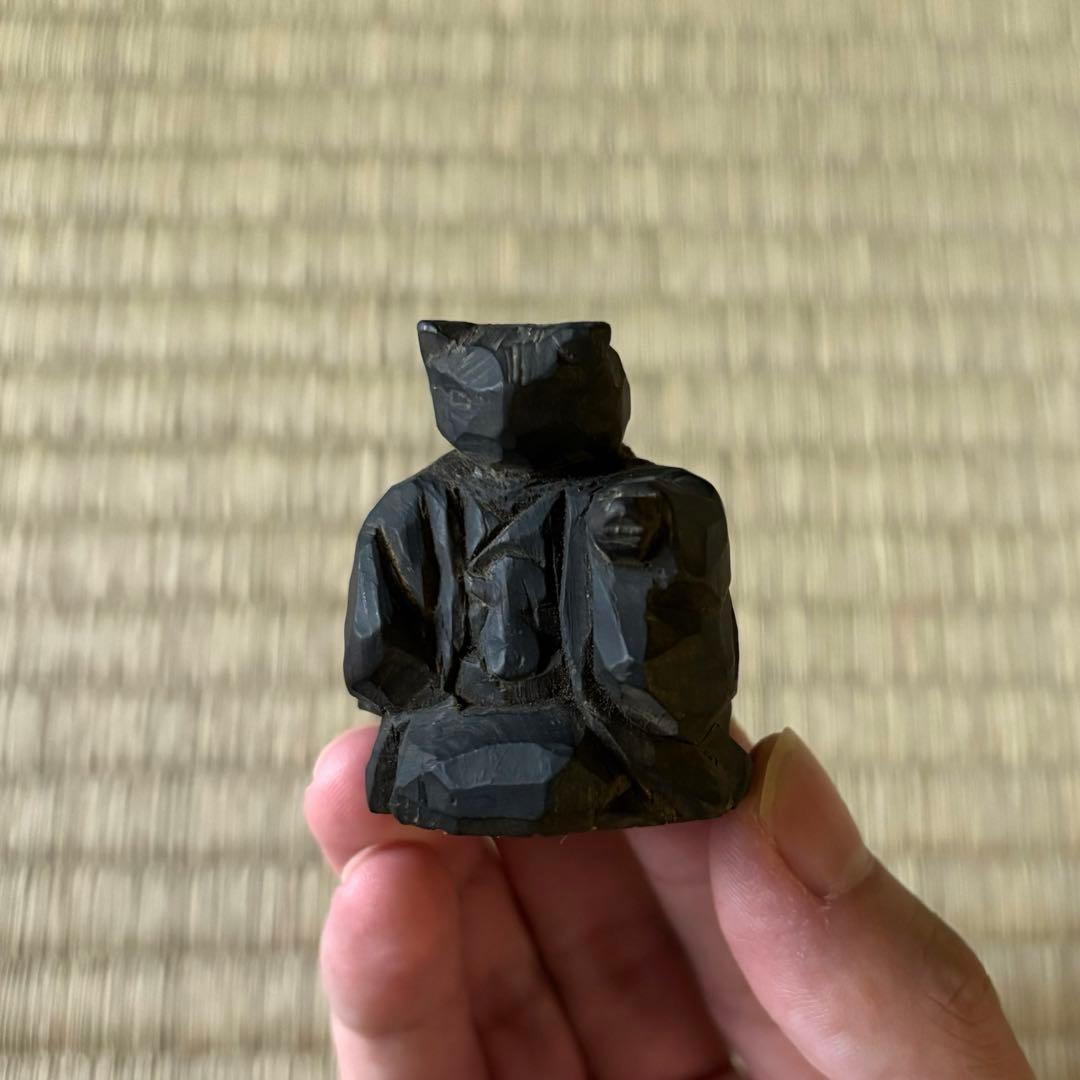 郷土玩具　猫　猫神　招き猫　一刀彫り　木彫　古い　時代　妖怪　黒猫