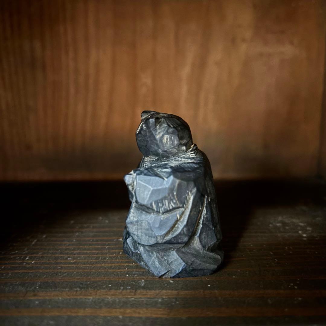 郷土玩具　猫　猫神　招き猫　一刀彫り　木彫　古い　時代　妖怪　黒猫