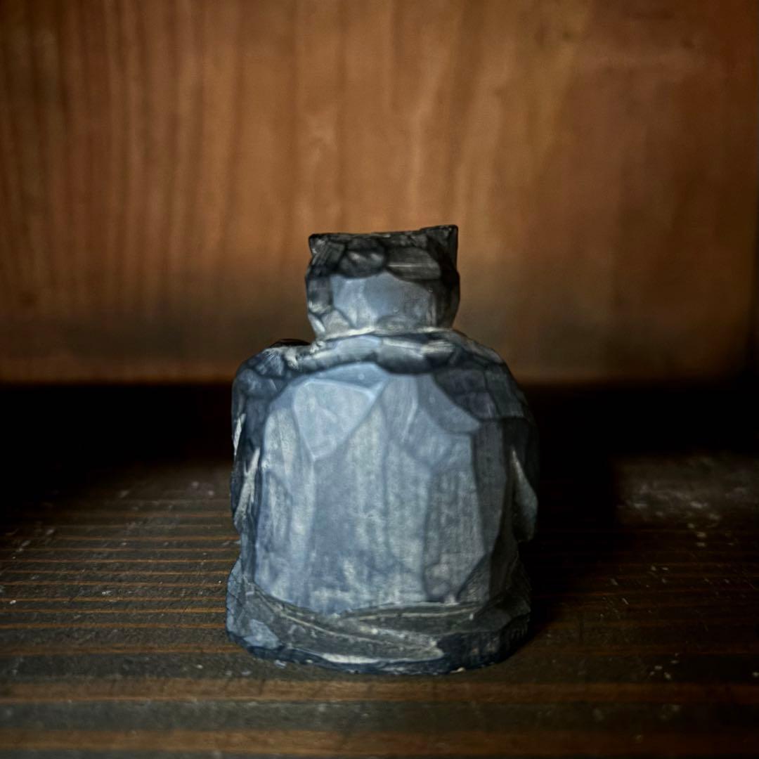 郷土玩具　猫　猫神　招き猫　一刀彫り　木彫　古い　時代　妖怪　黒猫