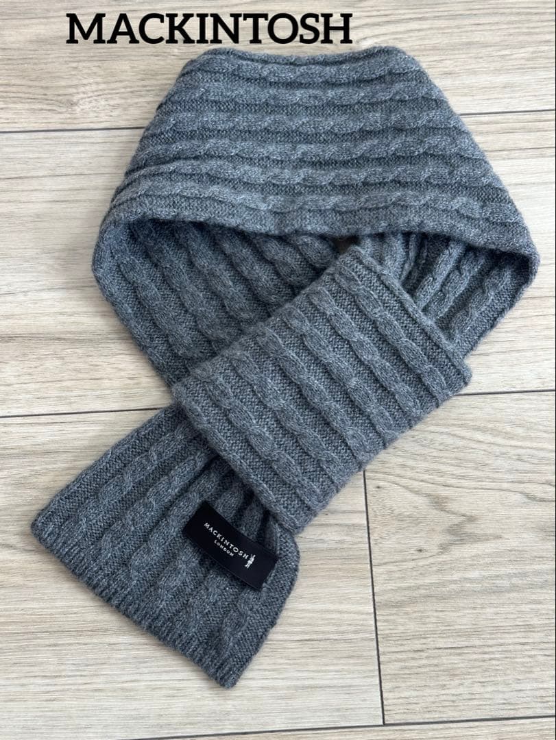 【美品】MACKINTOSH LONDONカシミヤ100％ケーブル編みマフラー