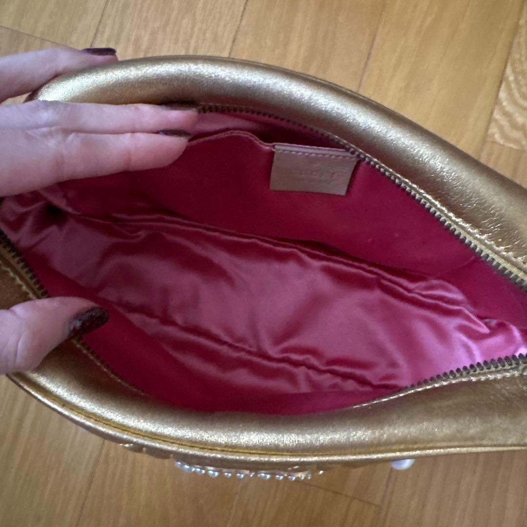 GUCCI ゴールド キルティングショルダーバッグ