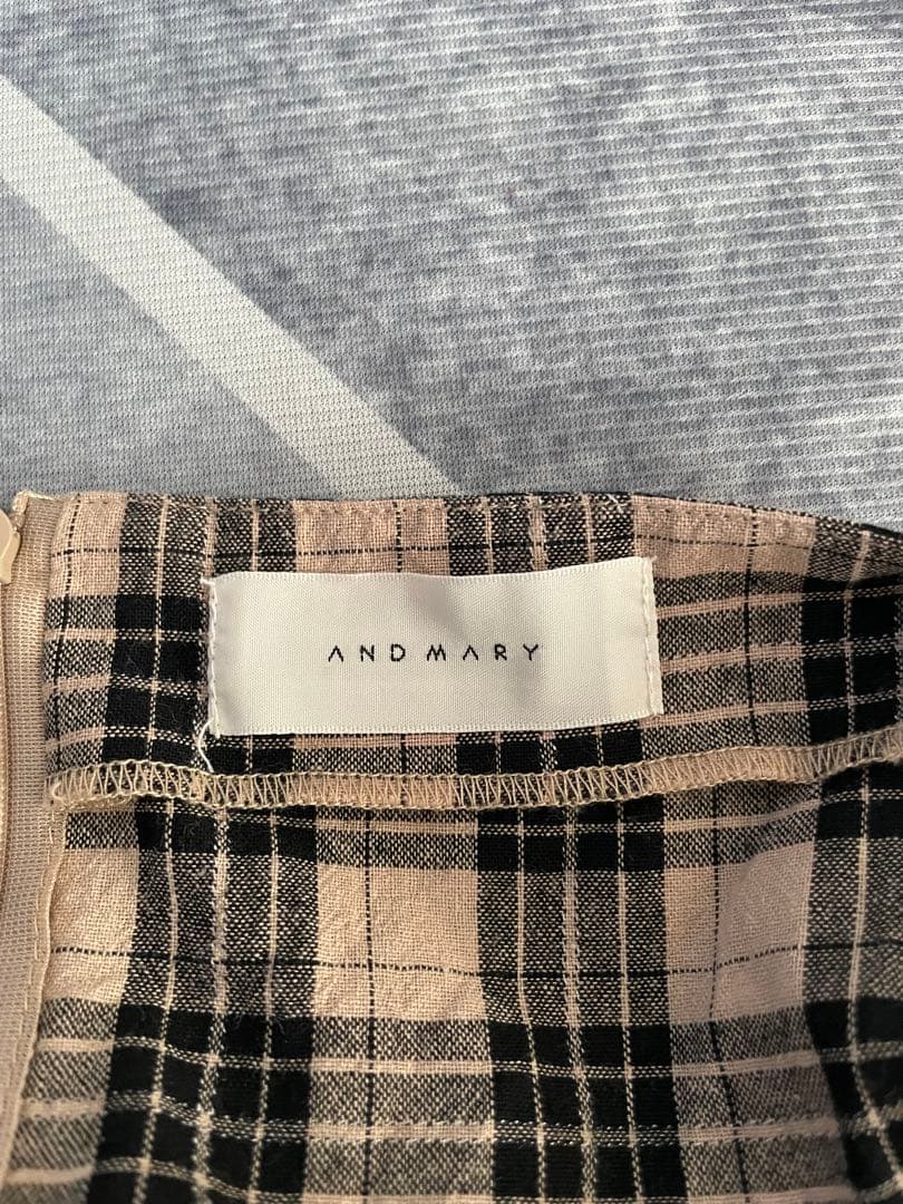 【ねこ】andmary アンナチェックドレス　ベージュ