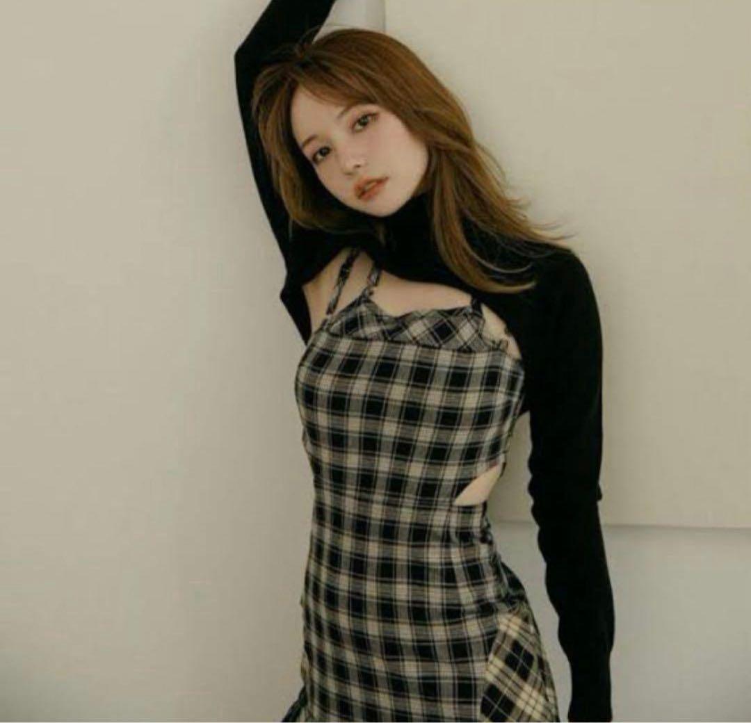 【ねこ】andmary アンナチェックドレス　ベージュ