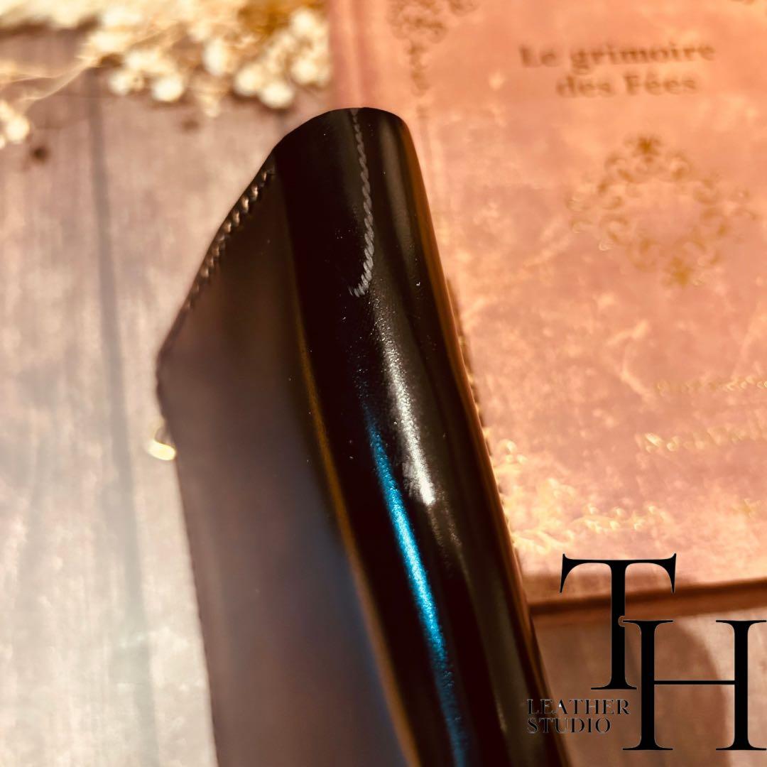 コードバン　新喜皮革　L字ファスナーウォレット　黒