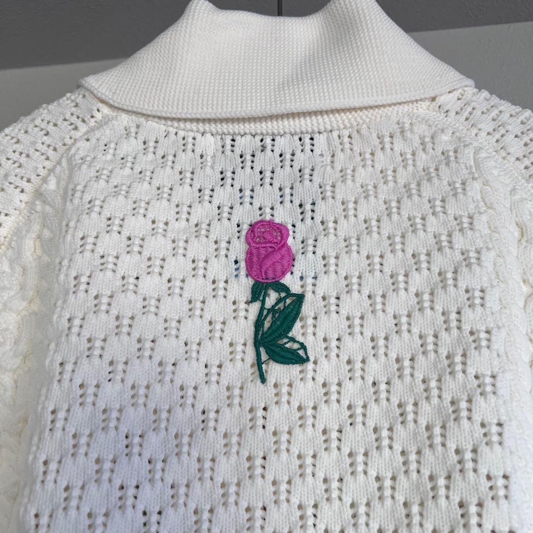 MUVEIL ローズカウチンカーディガン 白 38