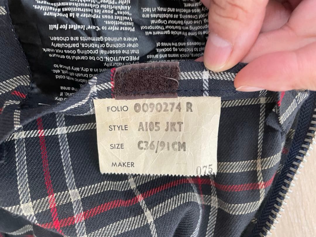 古着 バブアー 3ワラント ビデイル ネイビー 縦型4ポケット C36