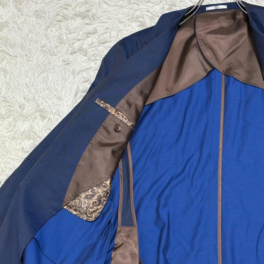 菅田将暉 ダブル スーツ セットアップ ネイビー 玉虫カラー ペイズリー