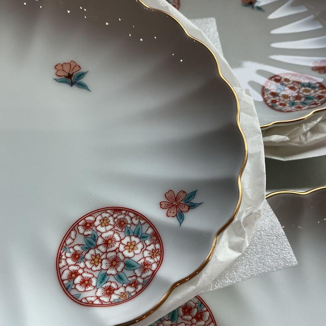 賞美堂　基泉　高級有田焼　丸紋桜　取り皿揃　新品保管品