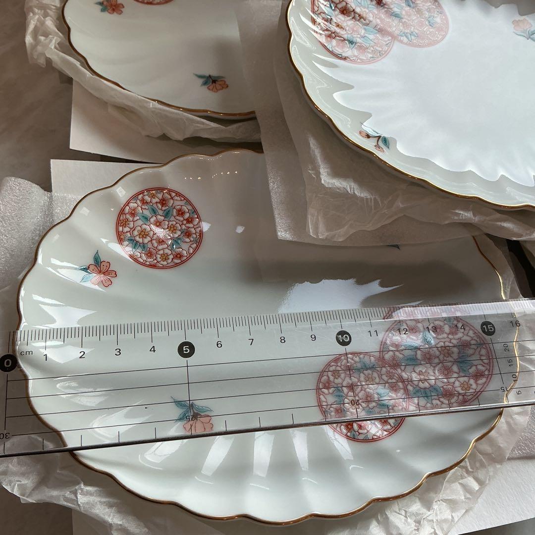 賞美堂　基泉　高級有田焼　丸紋桜　取り皿揃　新品保管品
