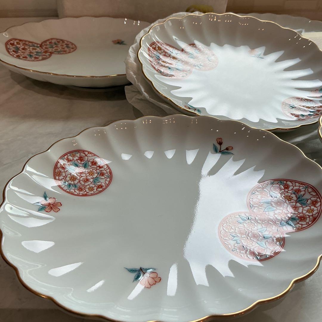 賞美堂　基泉　高級有田焼　丸紋桜　取り皿揃　新品保管品