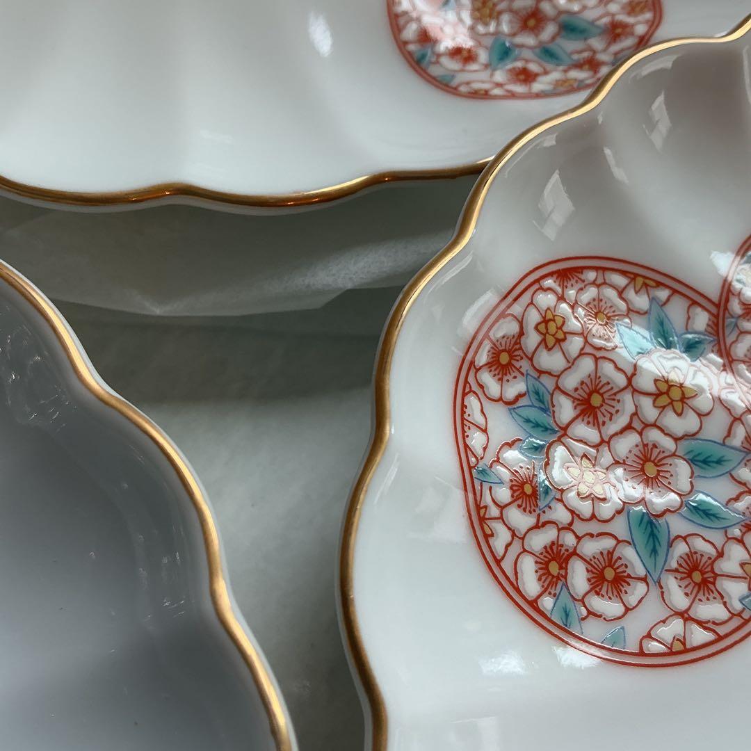 賞美堂　基泉　高級有田焼　丸紋桜　取り皿揃　新品保管品