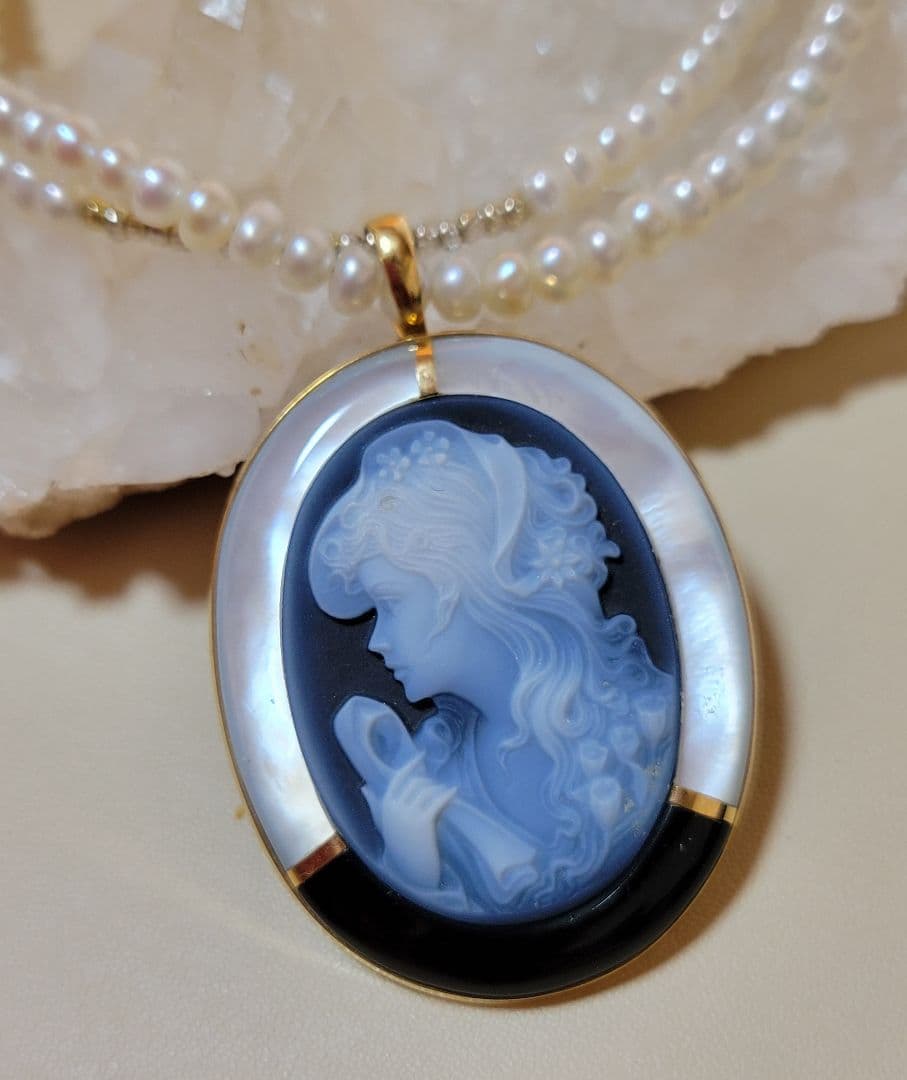 ★カメオ ブローチ ペンダント★ヘッド 2WAY K18刻印