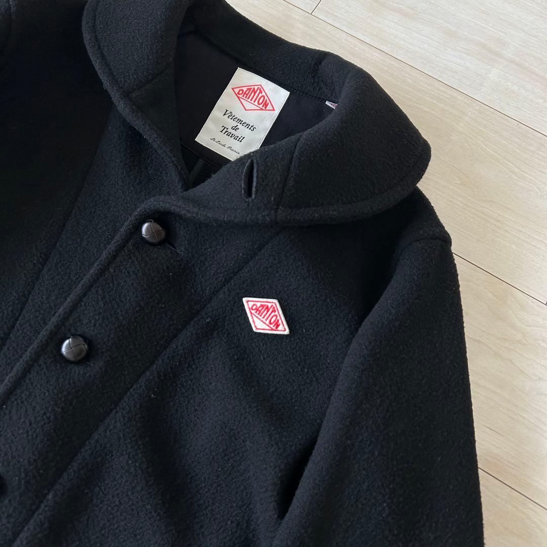 ダントン ウールモッサコート 胡桃ボタン 40 メンズ ブラック ラウンドカラー