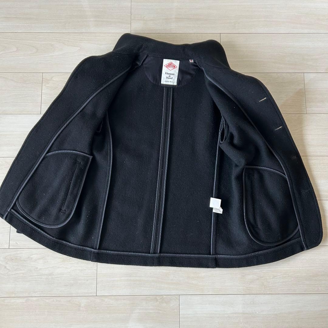 ダントン ウールモッサコート 胡桃ボタン 40 メンズ ブラック ラウンドカラー