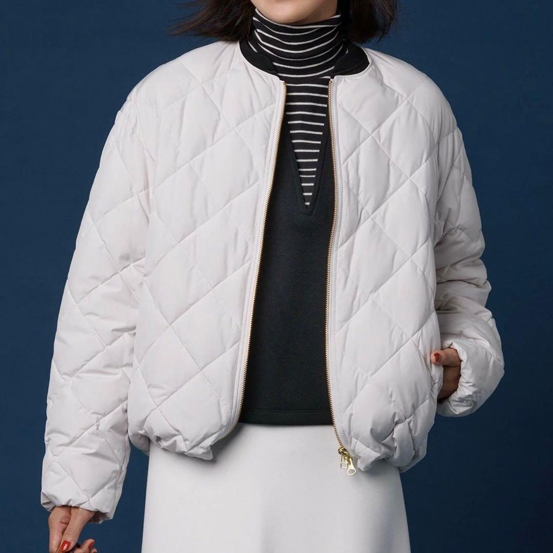 アンフィーロ　taion ショートブルゾン　キルティングダウン　洗濯可能　白