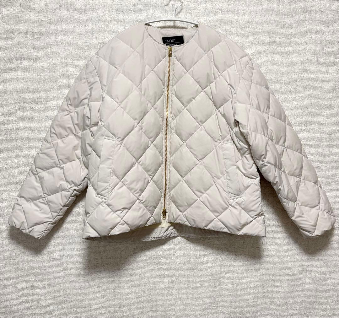 アンフィーロ　taion ショートブルゾン　キルティングダウン　洗濯可能　白