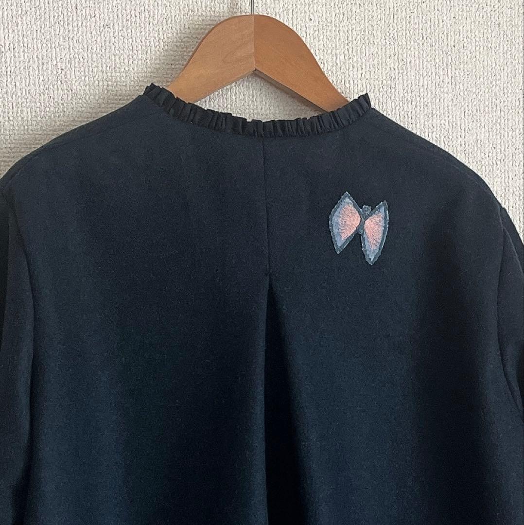 ミナペルホネン　sky flower 薄手ウール　総裏　ブルゾン　ハンドメイド