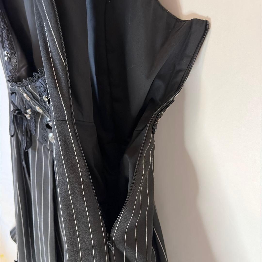 オッズアンジェロ　クラシック編み上げワンピース ストライプ ブラック　希少美品