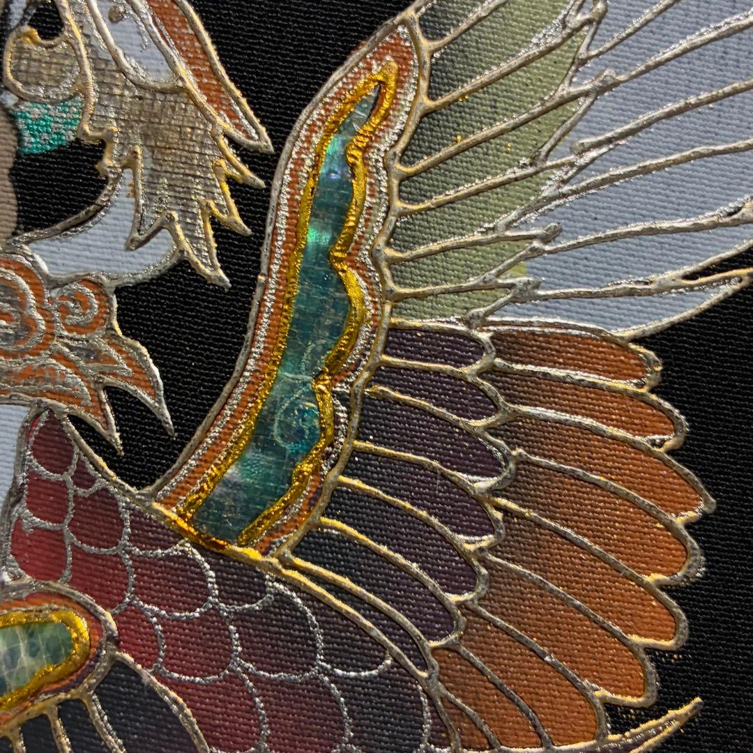 D204 黒留袖　螺鈿細工　鳳凰　華文　正絹　着物　袷　未使用極美品