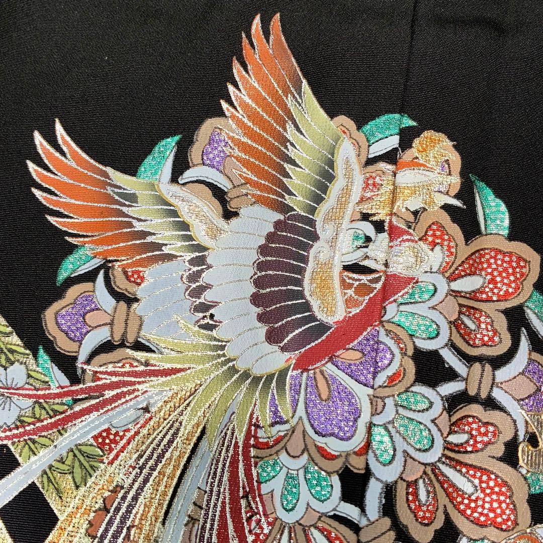 D204 黒留袖　螺鈿細工　鳳凰　華文　正絹　着物　袷　未使用極美品