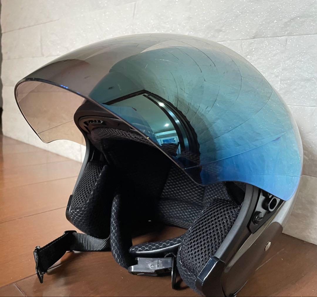 グレー ジェットヘルメット ミラーシールド