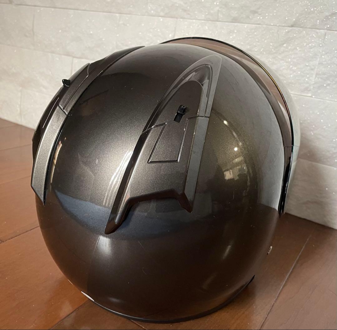 グレー ジェットヘルメット ミラーシールド