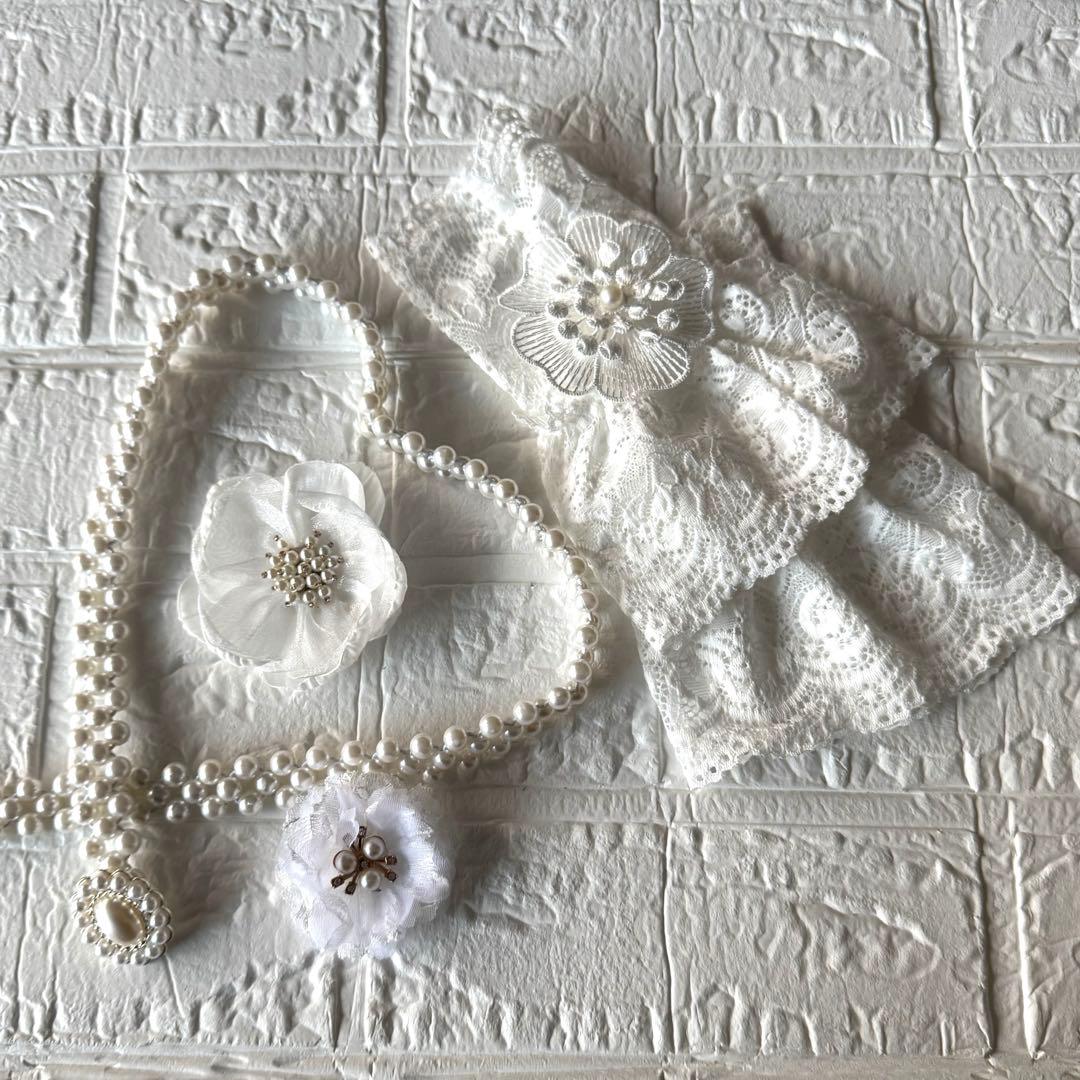 成人式　振袖　重ね衿　レース半衿　レース帯揚げ　付け袖　お飾り3個他8点セット