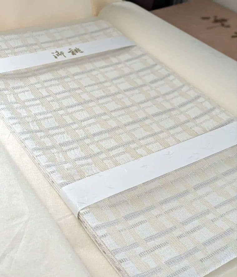 正絹西陣織木原織物吉野格子袋帯お仕立て上がり単衣袷兼用