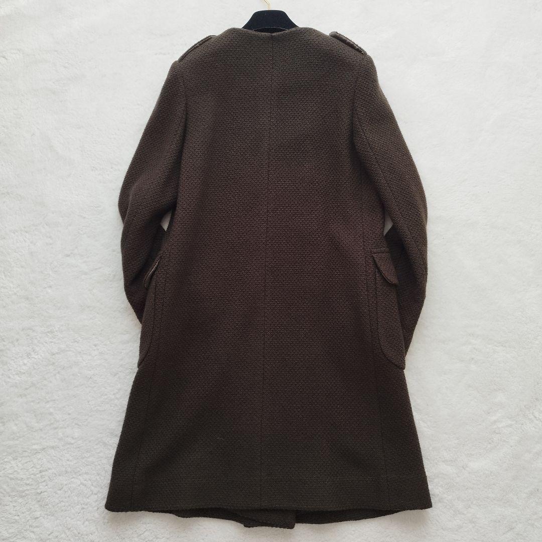 【極美品】オールドイングランド ノーカラーロングコート 金ボタン ダブル