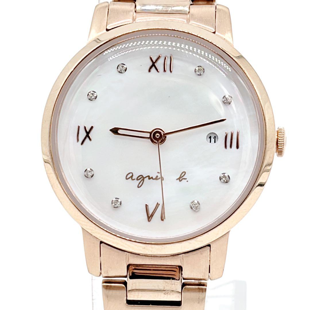 アニエスベー 腕時計 レディース 白蝶貝 ピンクゴールド クリスタル マルチェロ