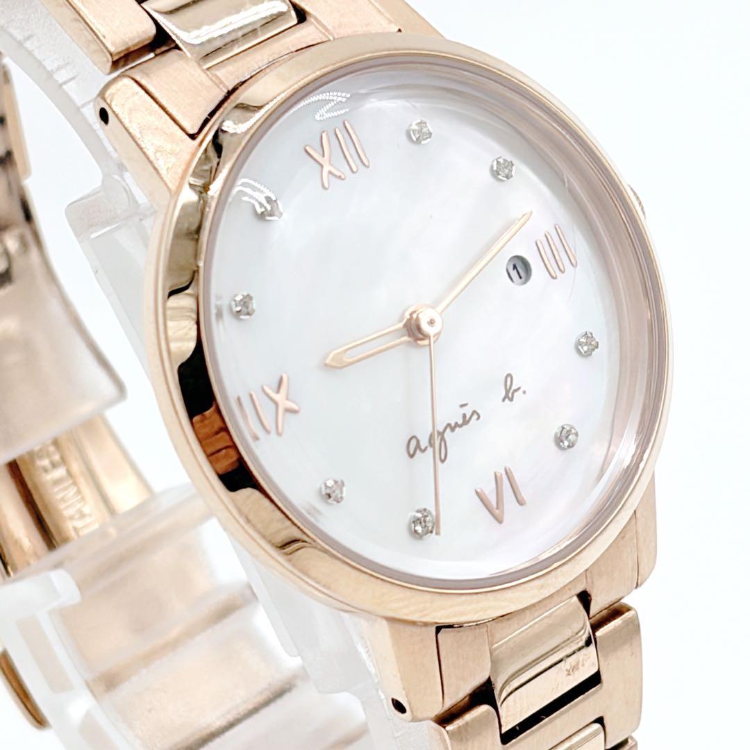 アニエスベー 腕時計 レディース 白蝶貝 ピンクゴールド クリスタル マルチェロ