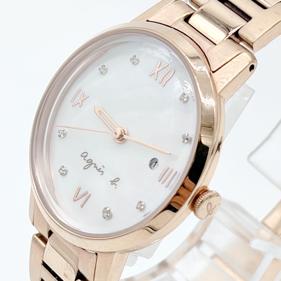 アニエスベー 腕時計 レディース 白蝶貝 ピンクゴールド クリスタル マルチェロ