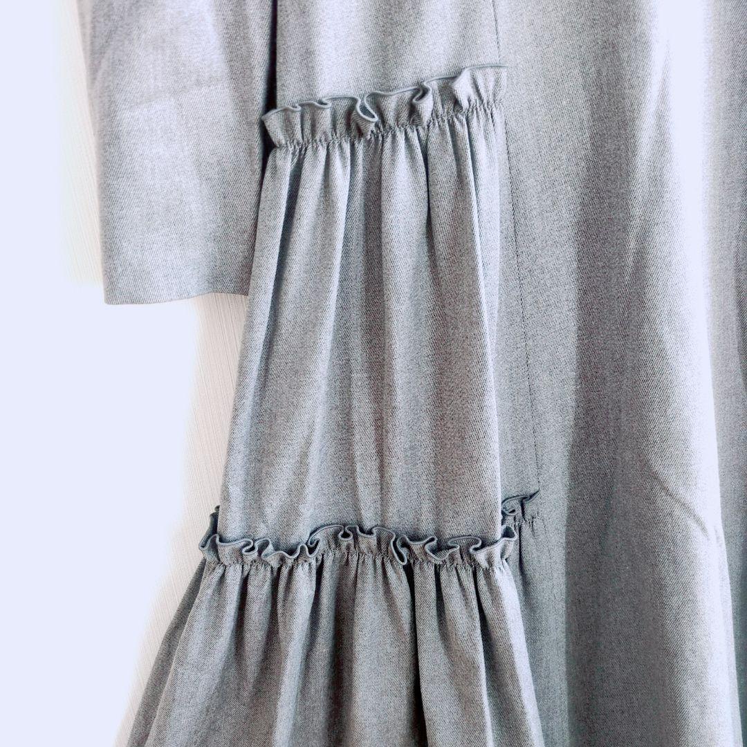 美品 エムプルミエブラック 36 バックギャザー 切替 ワンピース ティアード