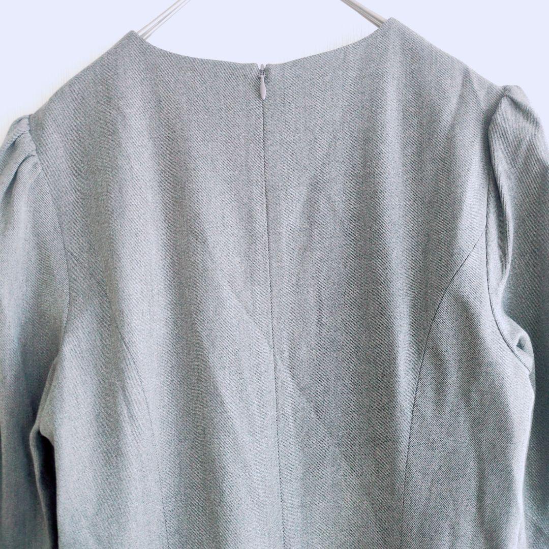 美品 エムプルミエブラック 36 バックギャザー 切替 ワンピース ティアード