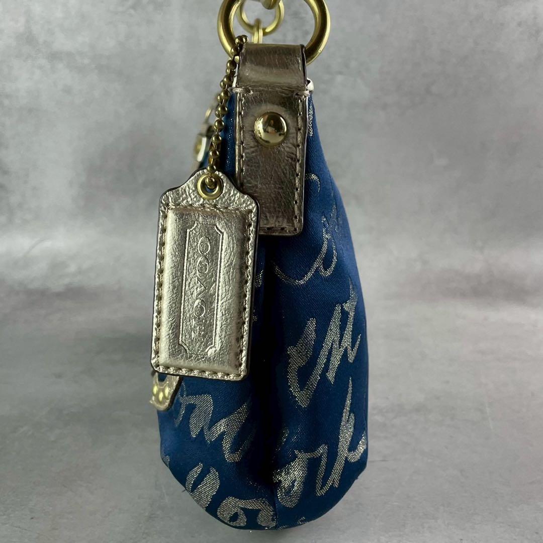 ✨美品✨コーチ　ポピー　ショルダーバッグ　2way ハート　スクリプトロゴ　紺色