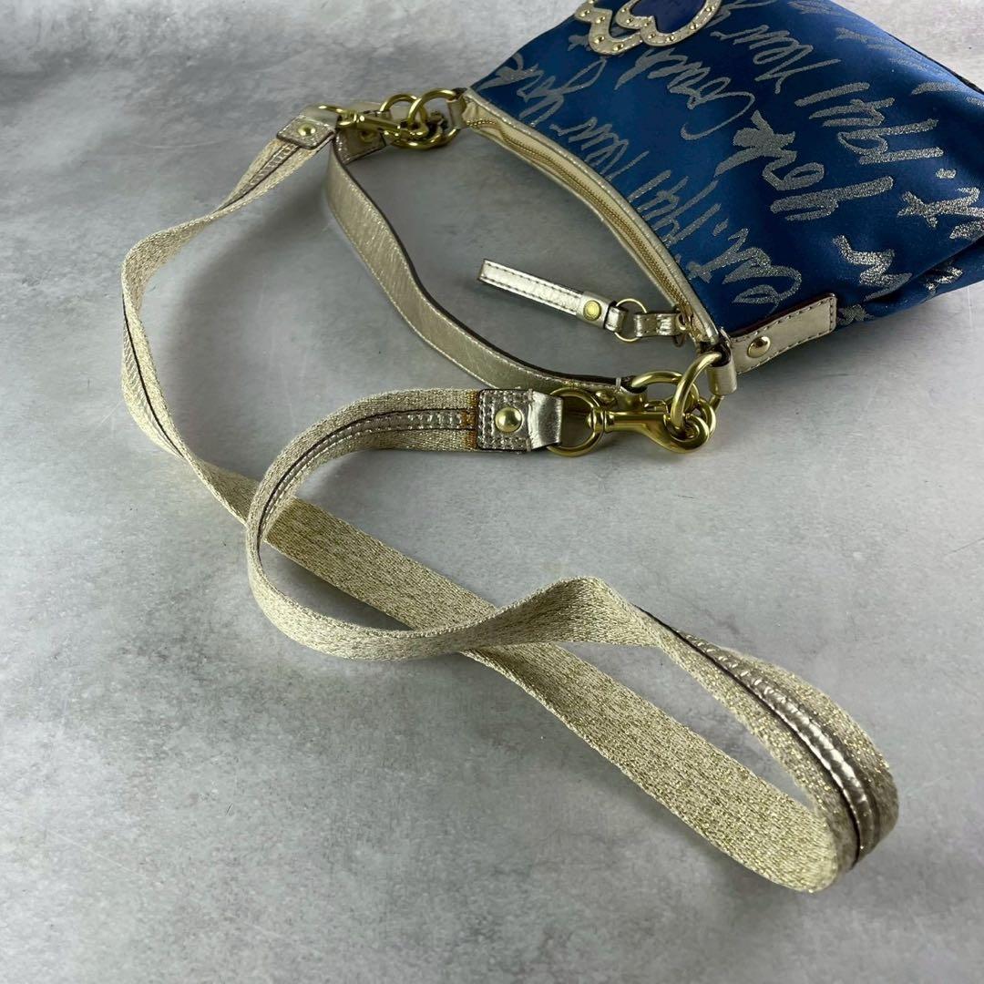 ✨美品✨コーチ　ポピー　ショルダーバッグ　2way ハート　スクリプトロゴ　紺色