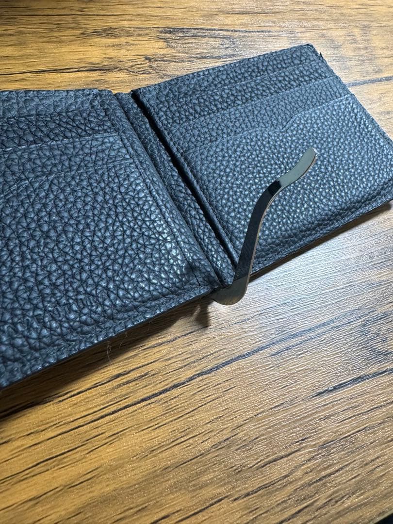 ボナベンチュラ BONAVENTURA ブラックレザー二つ折りマネークリップ