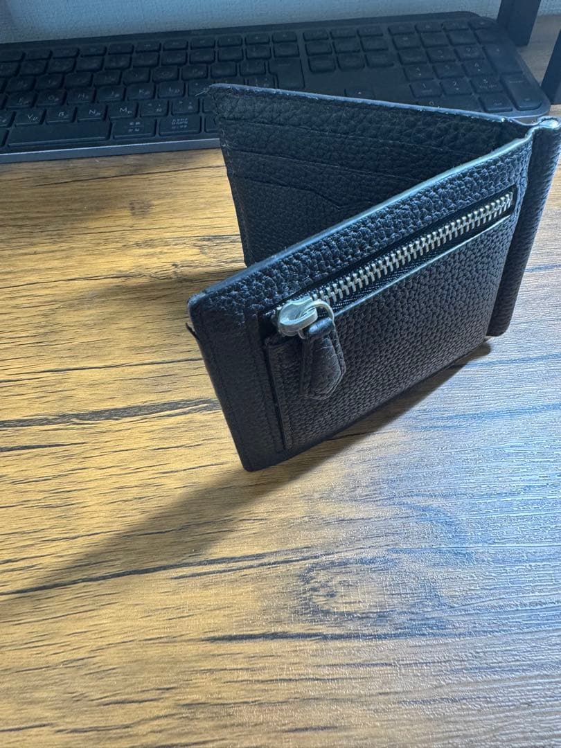 ボナベンチュラ BONAVENTURA ブラックレザー二つ折りマネークリップ