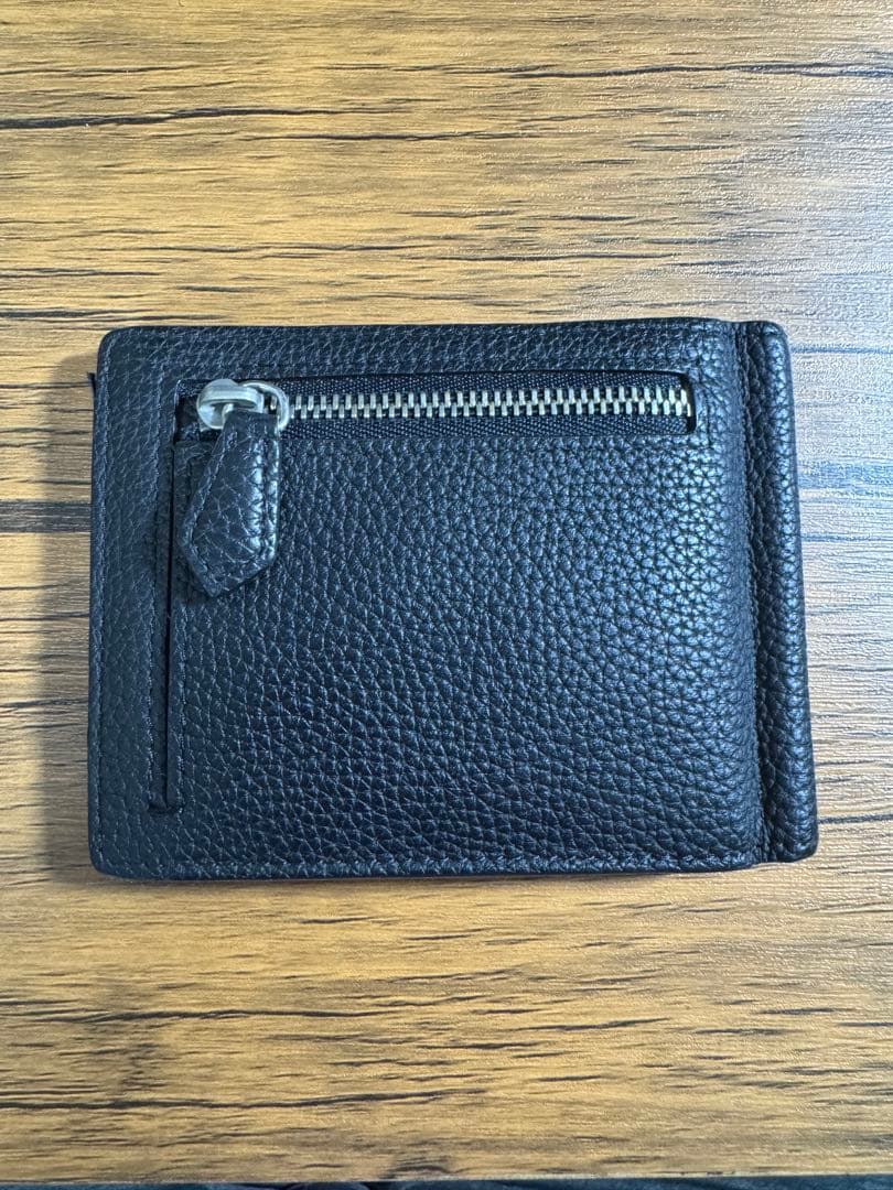 ボナベンチュラ BONAVENTURA ブラックレザー二つ折りマネークリップ