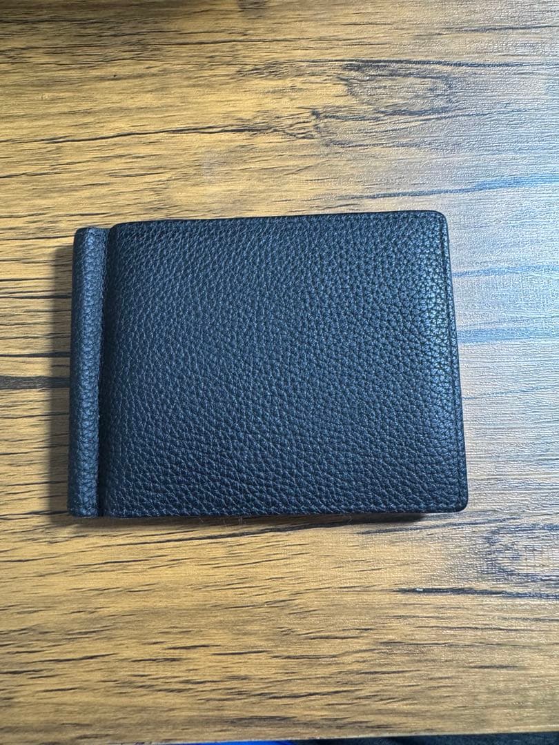 ボナベンチュラ BONAVENTURA ブラックレザー二つ折りマネークリップ