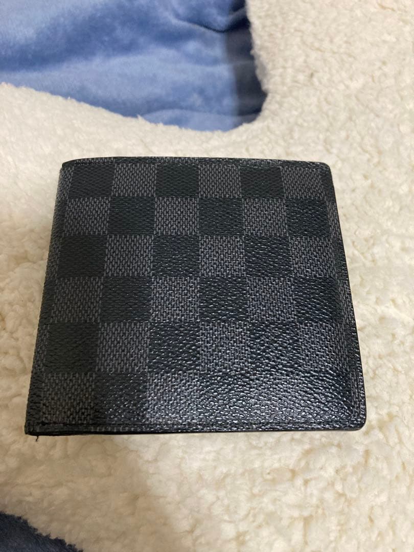 ルイヴィトン　ブラック チェック柄 二つ折り財布