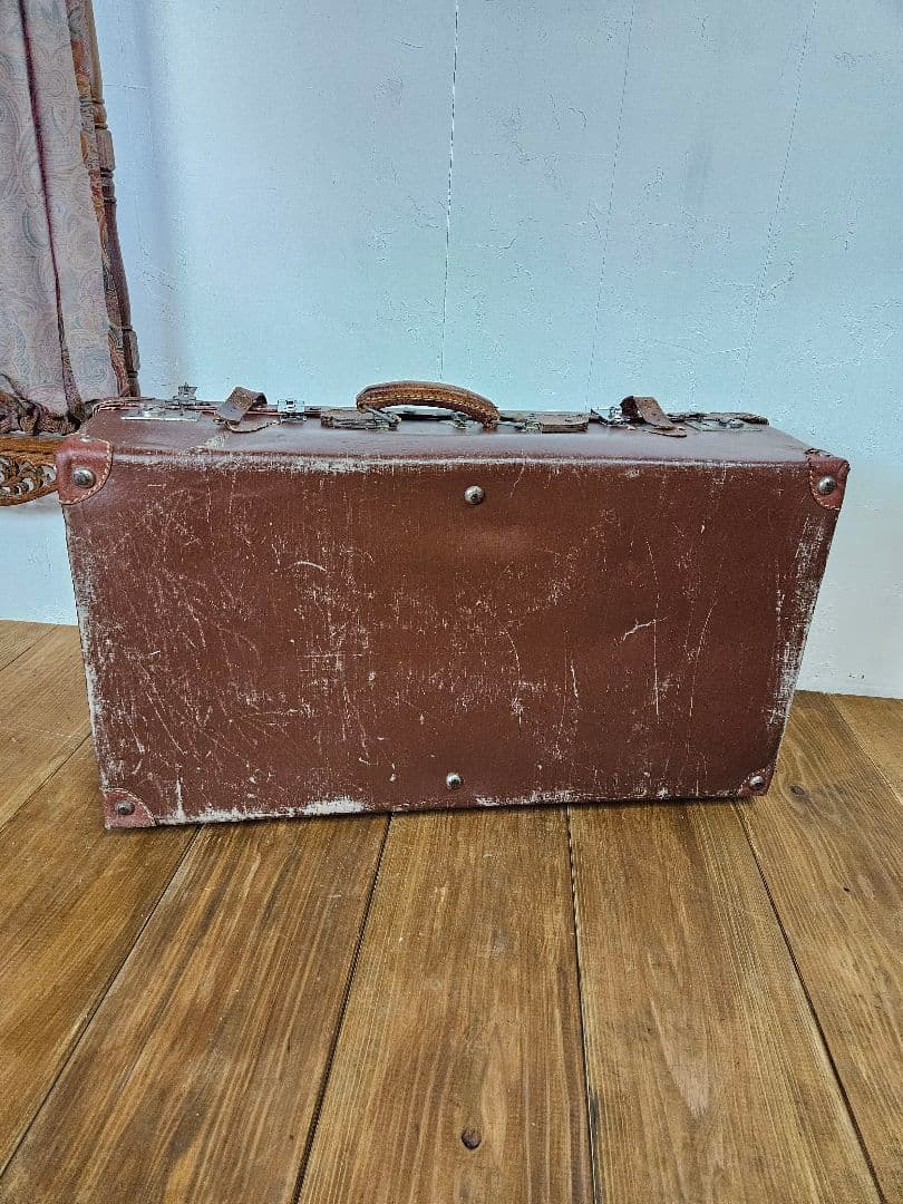 アンティーク 大きな古いトランク ヴァルカンファイバー 旅行鞄 店舗什器