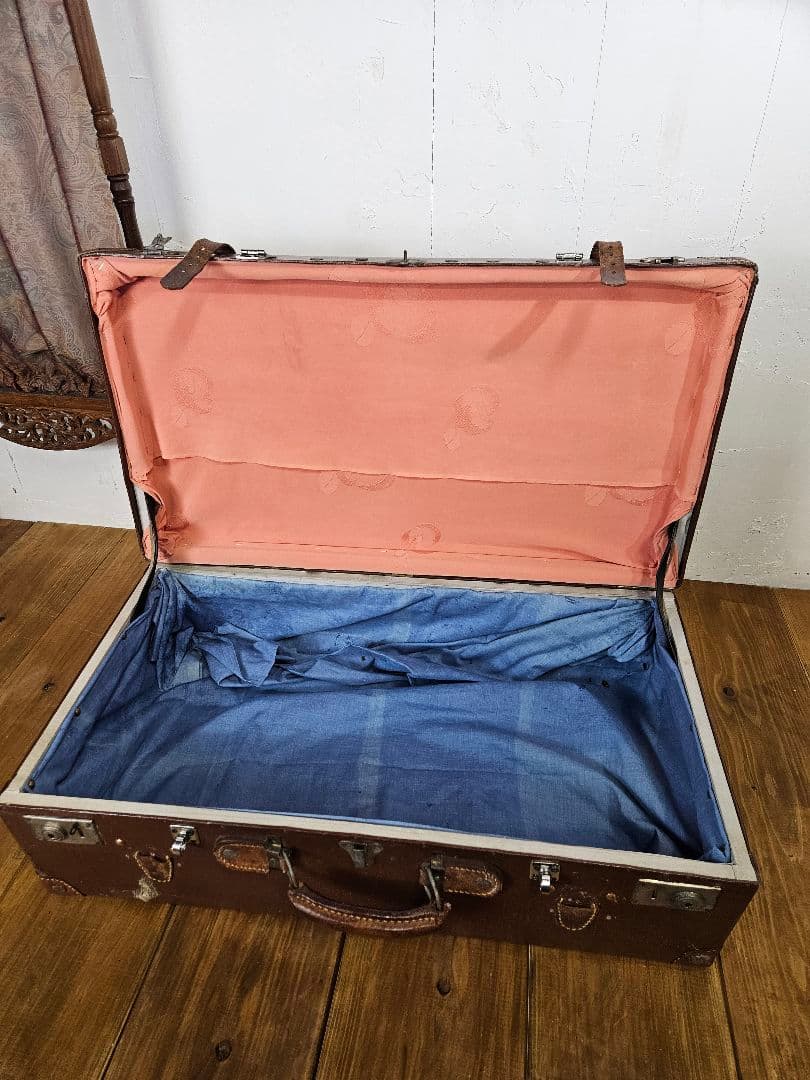 アンティーク 大きな古いトランク ヴァルカンファイバー 旅行鞄 店舗什器