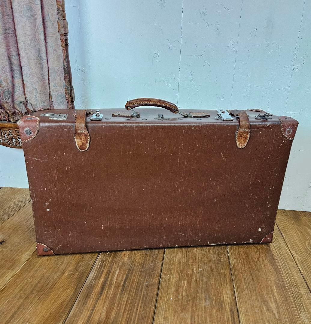 アンティーク 大きな古いトランク ヴァルカンファイバー 旅行鞄 店舗什器
