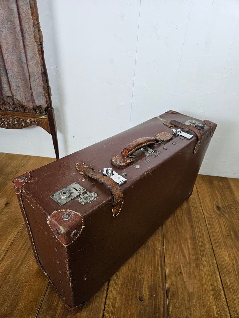 アンティーク 大きな古いトランク ヴァルカンファイバー 旅行鞄 店舗什器
