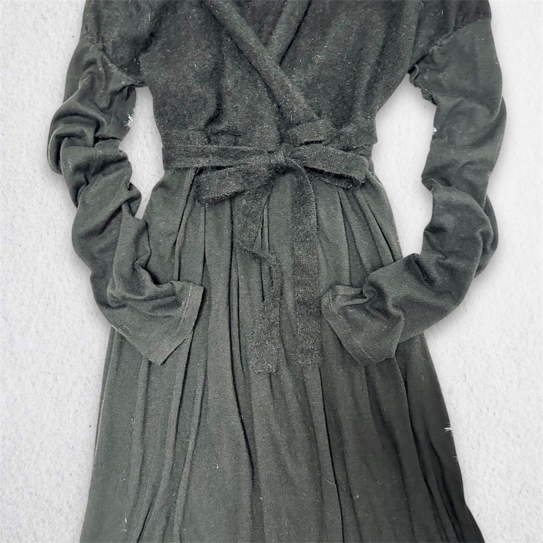 MaxMara STUDIO赤タグ アンゴラ混ドッキングワンピース黒 カシミヤ混